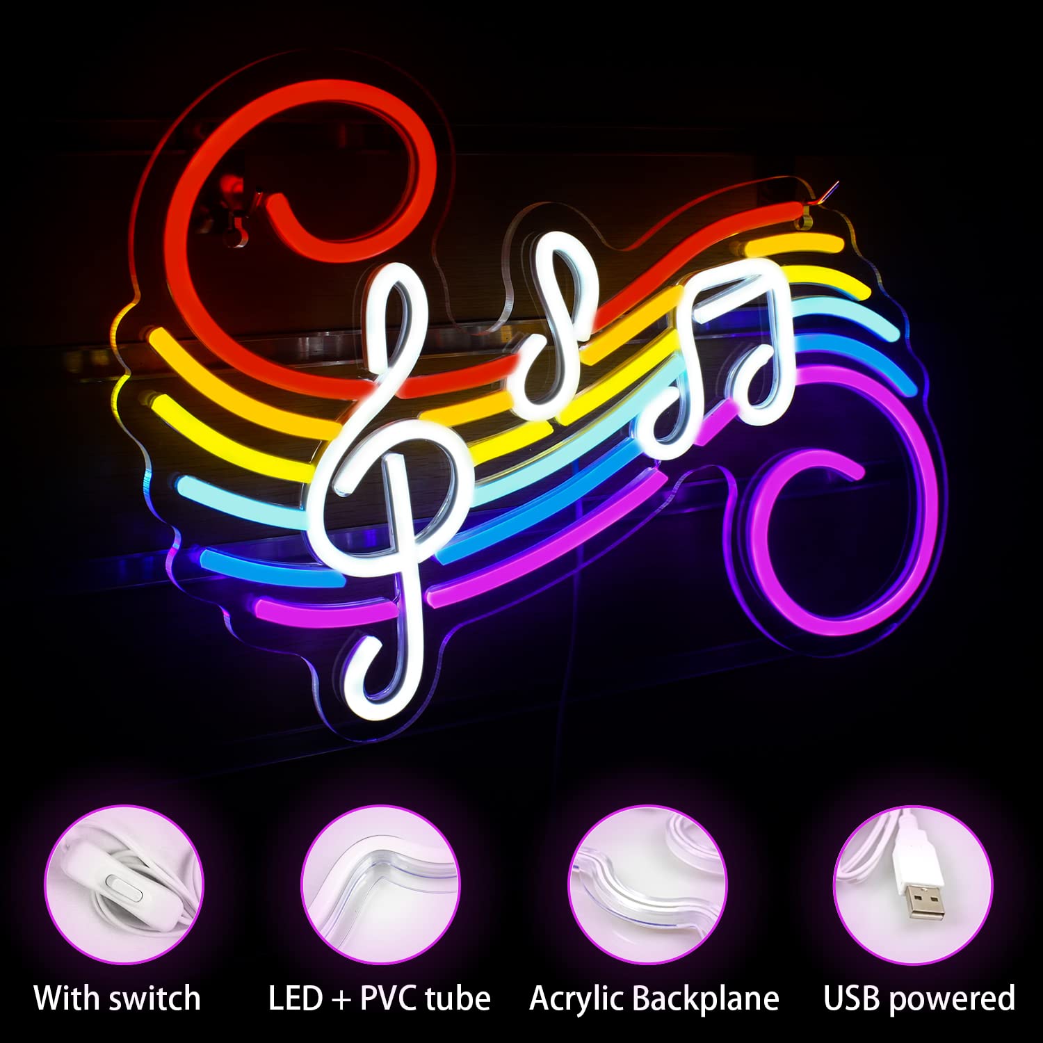 Music Notes Neon Sign Customiz - Neon Sign Party 评论和价格