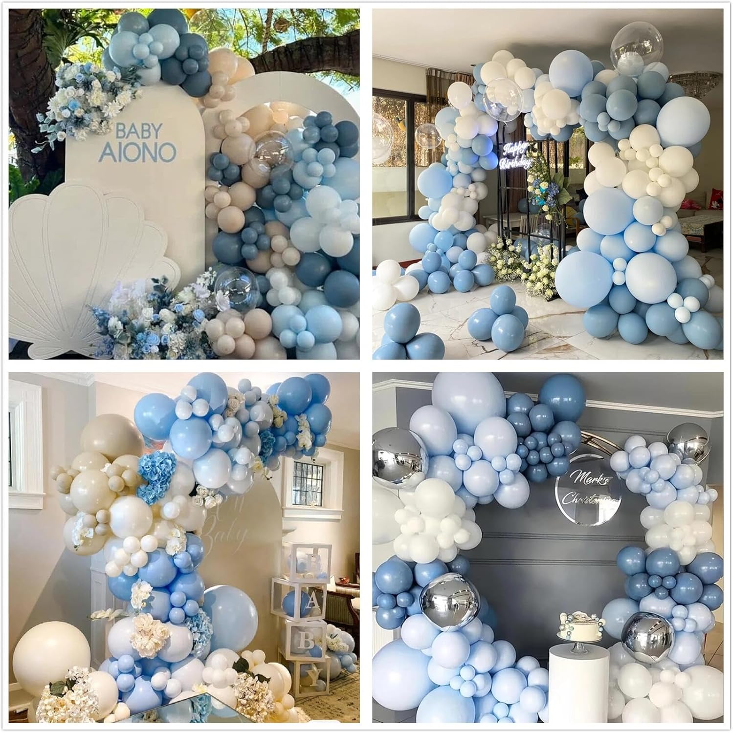 Dusty Blue Sand White Latex Ba - Balloon Arch Kit 评论和价格