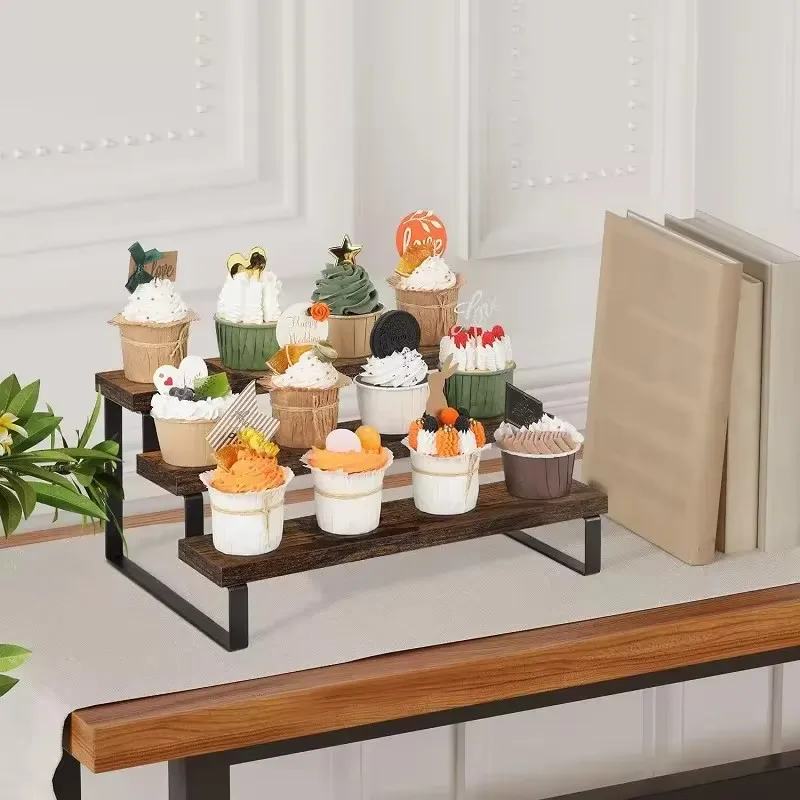 3 Tier Wooden Display Riser Cu - Cupcake Stand Tier 评论和价格