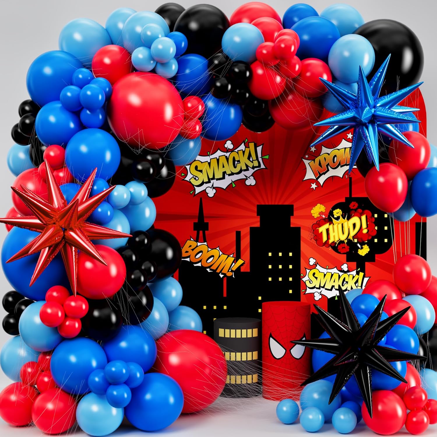 Black Red Blue Latex Balloons  - Balloon Arch Kit 评论和价格
