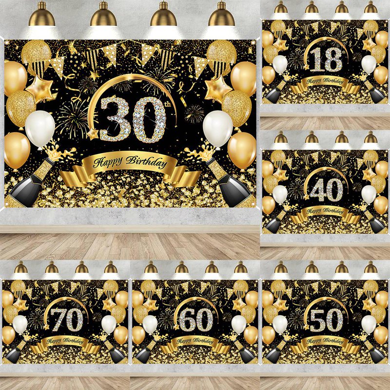 Happy 30th 40th 50th Birthday  - Party Banner Gold 评论和价格