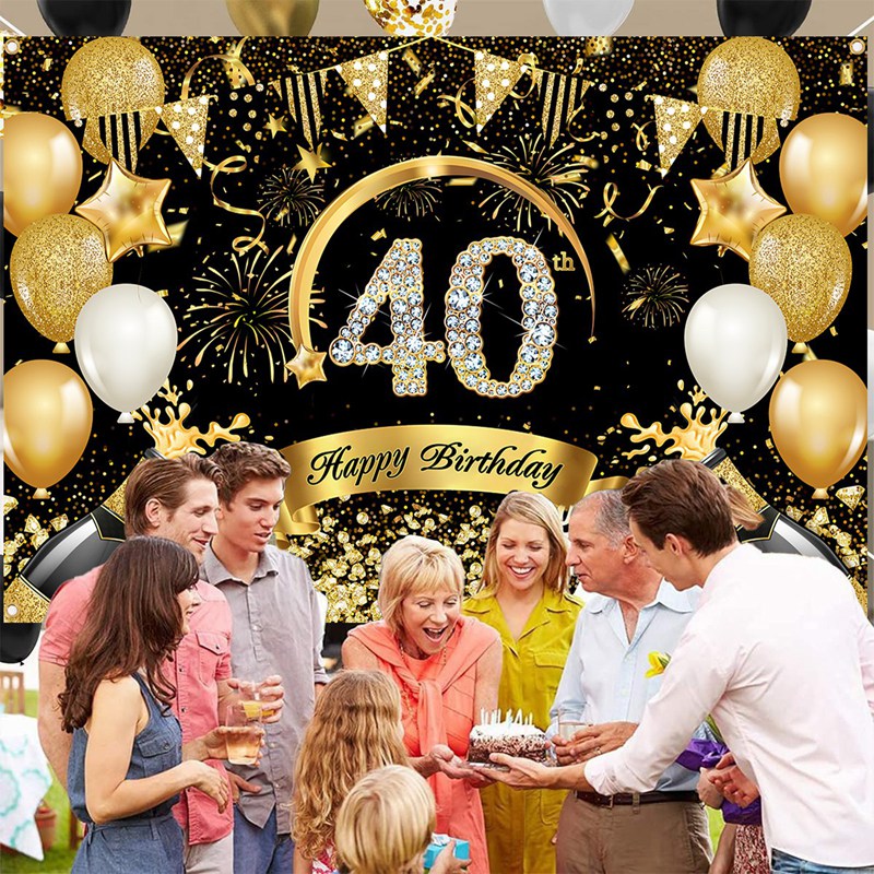 Happy 30th 40th 50th Birthday  - Party Banner Gold 评论和价格