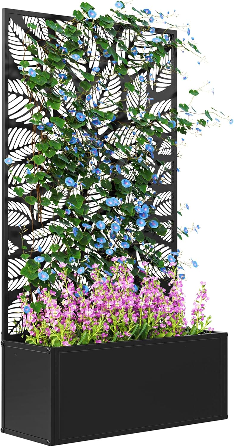 Metal Raised Garden Bed with T - Flower Wall Panel 评论和价格