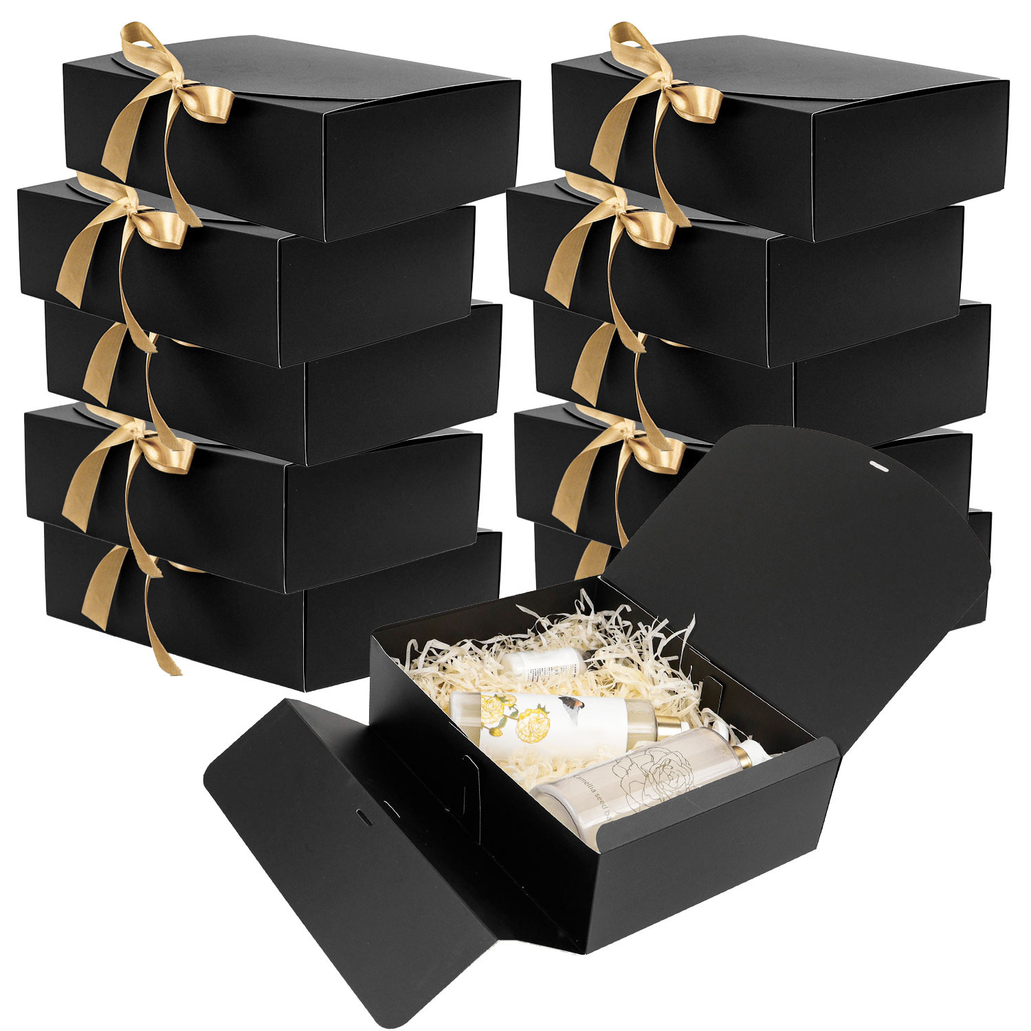 10-Pack Kraft Paper Gift Boxes - Papercraft Supply Ribbon 评论和价格