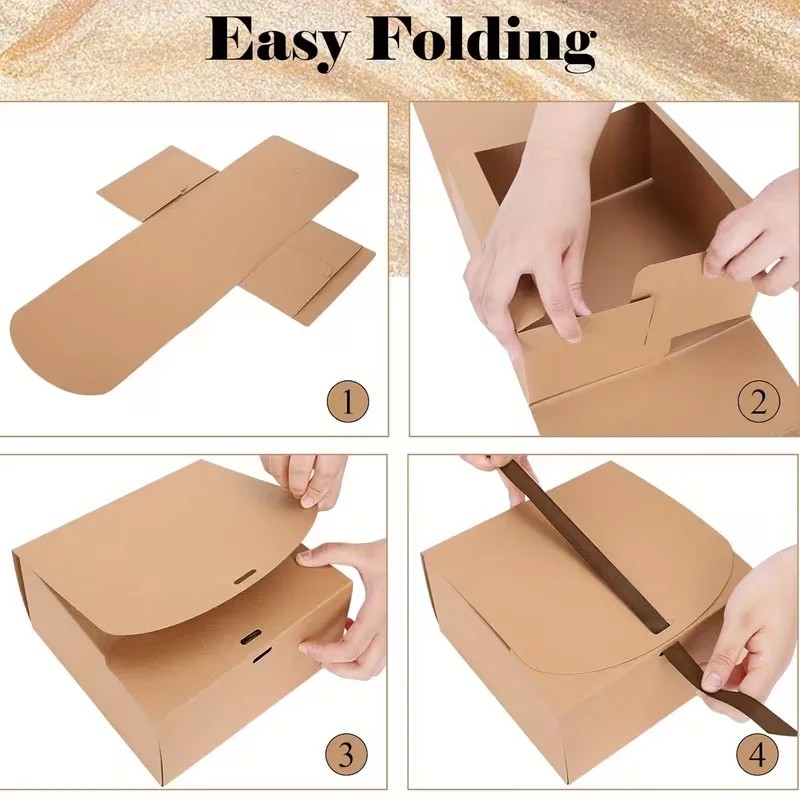 10-Pack Kraft Paper Gift Boxes - Papercraft Supply Ribbon 评论和价格