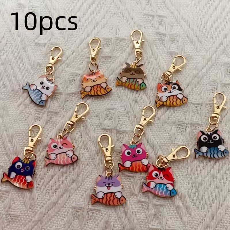 10pcs alloy printed cat keycha - Event Party 评论和价格