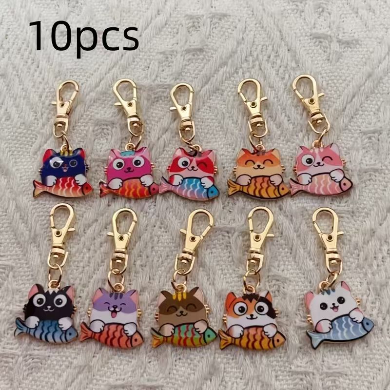 10pcs alloy printed cat keycha - Event Party 评论和价格