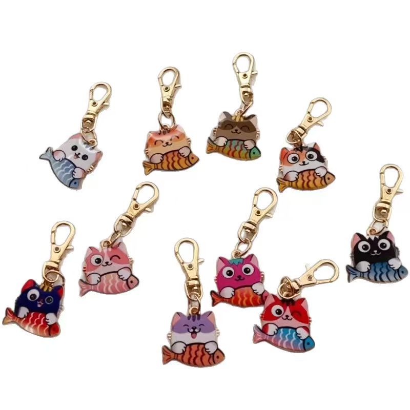 10pcs alloy printed cat keycha - Event Party 评论和价格